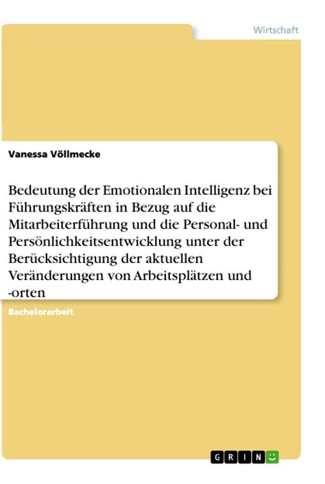 Bedeutung Der Emotionalen Intelligenz Bei F Hrungskr Ften In Bezug Auf