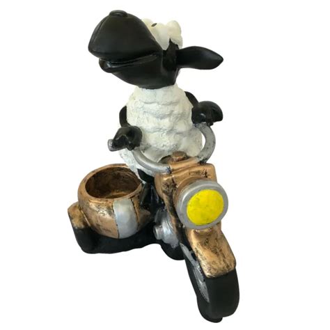 GARTENFIGUREN SCHAF MOLLY auf Motorrad zum Bepflanzen Tiere groß Deko