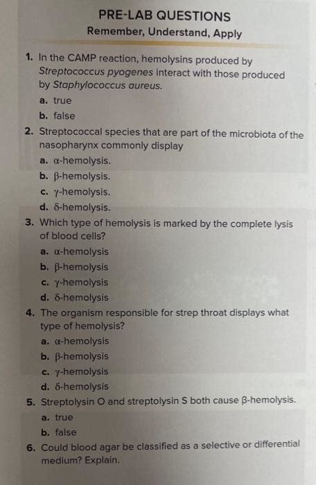 Solved Pre Lab Questions Remember Understand Apply 1 In