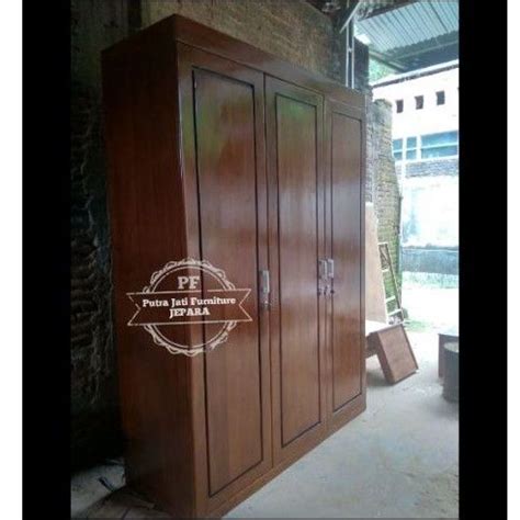 Jual Lemari Almari Pakaian 3 Pintu Kayu Jati Minimalis Simpel Shopee