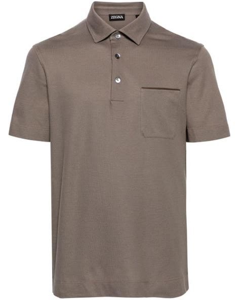 Zegna Pique Weave Cotton Polo Shirt In Gray For Men Lyst