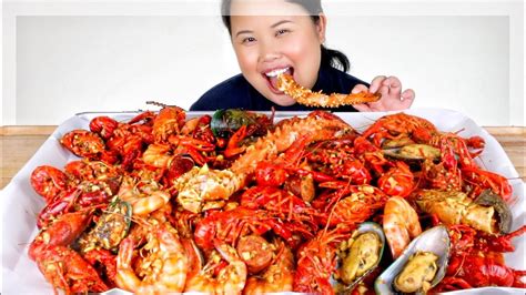 Mukbang Seafood Boil 먹방 Eating Show King Crab Giant Shrimp