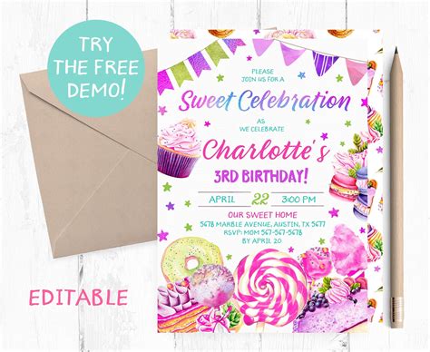 Candyland Invitation Template Free