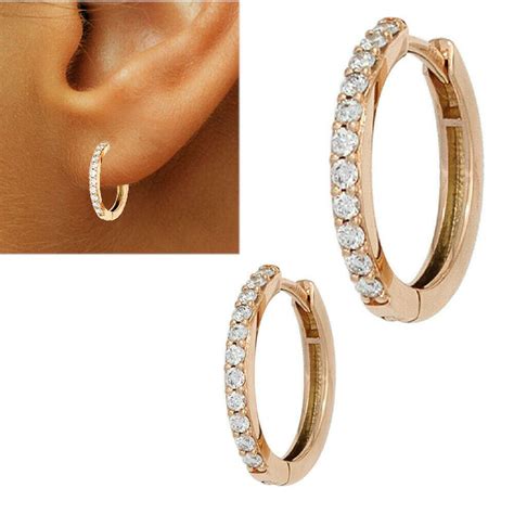 Diamanten Creolen Echt Gold Mm Rosegold Ohrringe Rund Karat