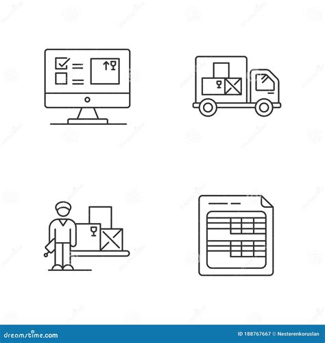 Storekeeping And Inventory Tracking System Pixel Perfect Linear Icons