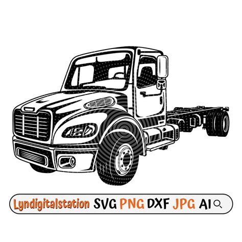 Freightliner Truck Svg Semi Trucks Clipart Flat Bed Semi Etsy Canada