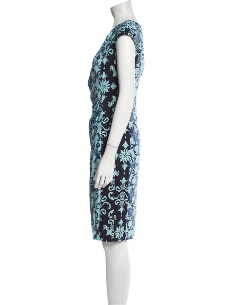 Etro Paisley Print Knee Length Dress Blue Dresses Clothing