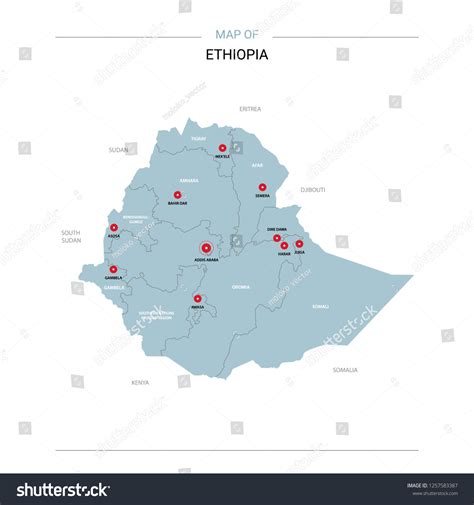 Ethiopia Vector Map Editable Template Regions Stock Vector (Royalty ...