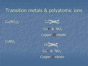 Form List Of Common Polyatomic Ions Polyatomic Ions Transition Metals