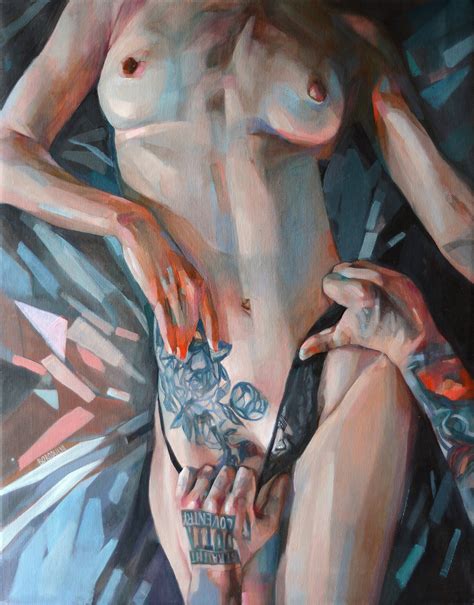 Erotic Nude Intercourse Art Sexy Erotic Tattoo Woman Original Oil