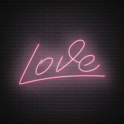 Love Neon Lettering Valentine`s Day Neon Script Lettering Love Stock