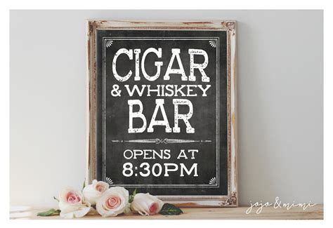 Custom 'CIGAR and WHISKEY BAR Opens At' Printable 8x10 | Etsy