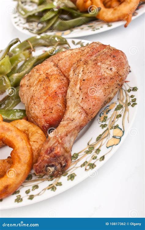 Roasted Chicken Legs With Garnish Stock Photo Image Of Paste Meat