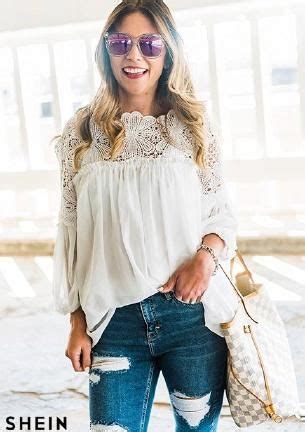 Shein Guipure Lace Yoke Semi Sheer Smock Top Smock Top Tops Lace