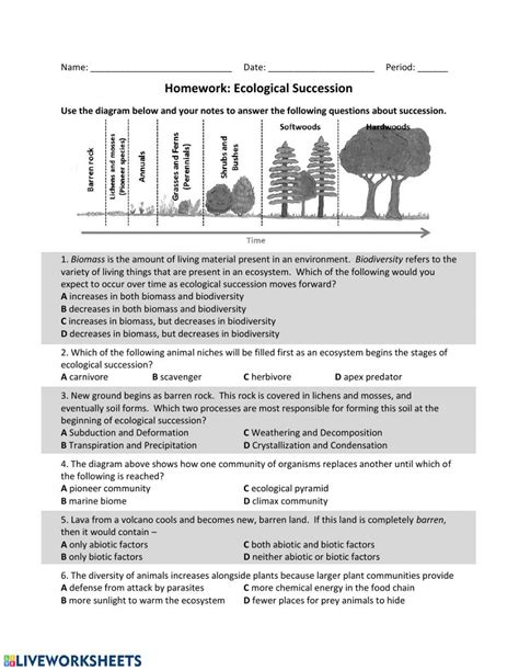 Succession How Do Ecosystems Develop Over Time Worksheet Answer Time