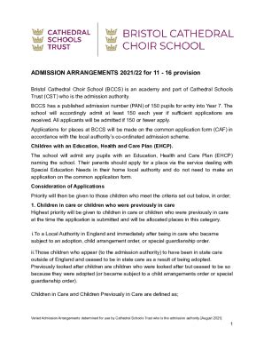 Fillable Online Bristol Cathedral Choir School First Round Allocation