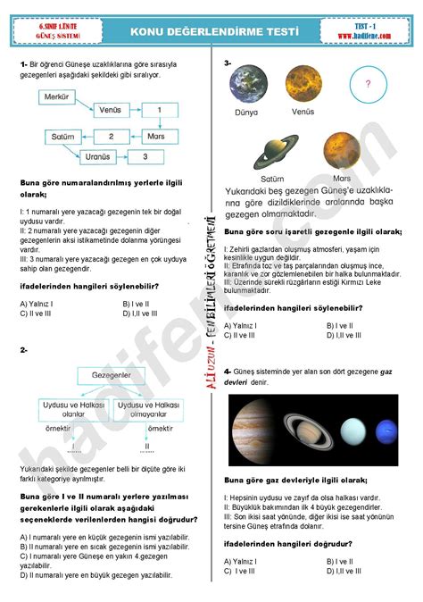 1 ÜNİTE GÜNEŞ SİSTEMİ VE TUTULMALAR Hadi Fene Fen Eğitim Merkezi