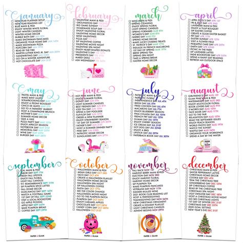 2023 Seasonal Living Lists | Glam planner, Planner, Yearly planner