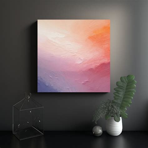 Cuadro Abstracto Moderno En Lienzo Gris Rosado Claro Beige Coral