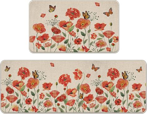 Amazon Tailus Spring Summer Floral Flower Kitchen Rugs Set Of 2