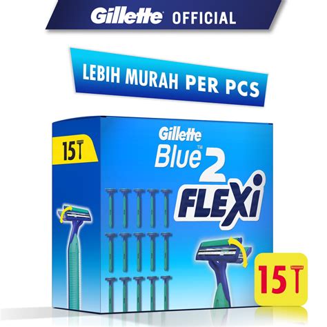 Jual Gillette Blue 2 Flexi Pisau Cukur Isi 15 Pcs Shopee Indonesia