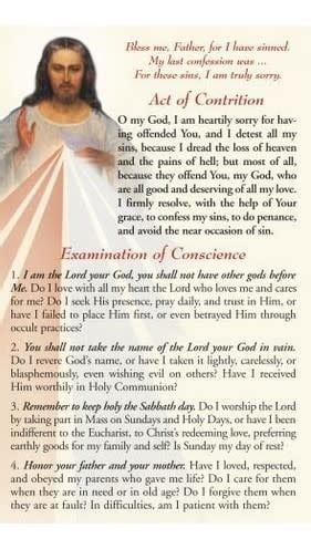 Act of Contrition/Examination of Conscience Prayer Card - The ACTS ...