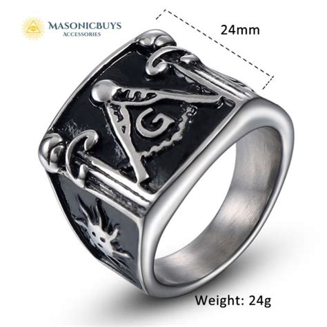 Big Square Stainless Steel Masonic Ring Masonicbuys