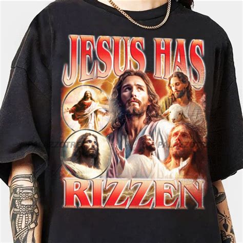 Jesus Has Rizzen Vintage T Shirt Retro 90s Graphic Shirt Funny Shirts