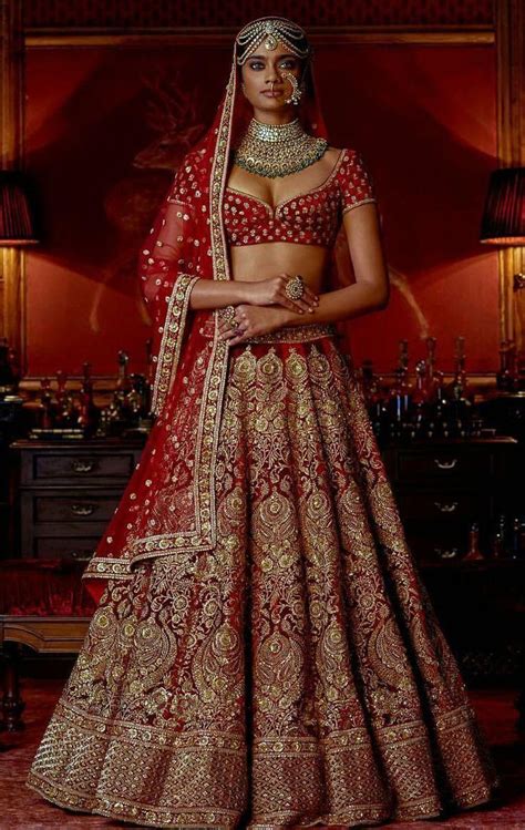 I Love This Red Lehenga For An Indian Wedding The Cropped Blouse With