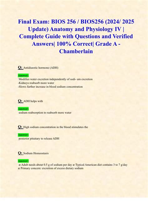 Final Exam Bios Bios Update Anatomy And