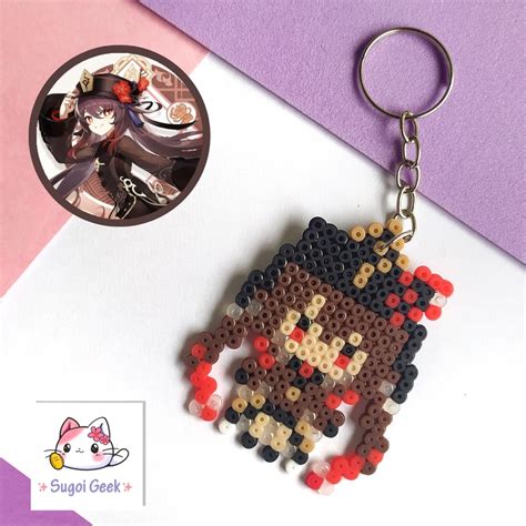 Chaveiro Hu Tao Jogo Genshin Impact Anime Hama Perler Beads Shopee Brasil