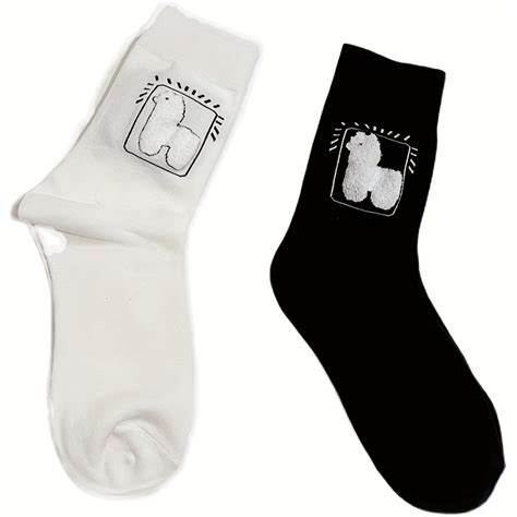 2 Paar Socken Cartoon Alpaka Aufdruck Bequeme Niedliche Temu Switzerland