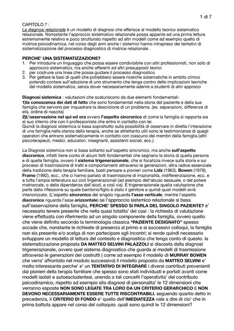 Capitolo 7 PSI Clinica pdf CAPITOLO 7 La diagnosi relazionale è un