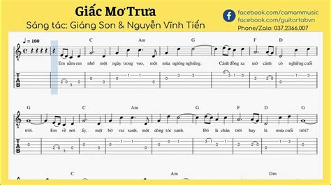 Giấc Mơ Trưa Guitar Tab đơn Giản Youtube