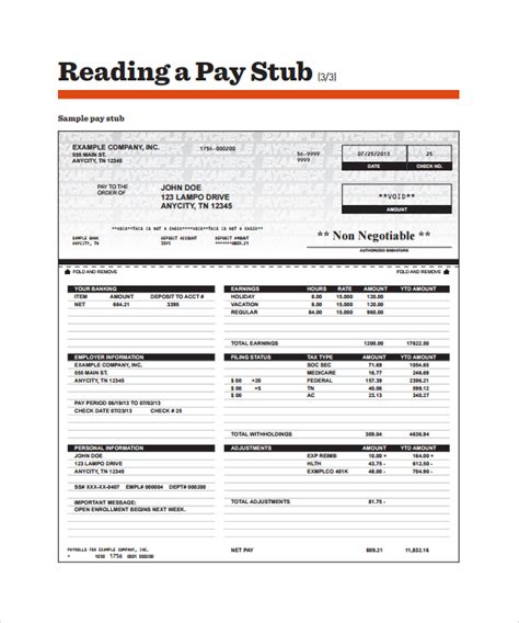 Pay Stub Examples For Students