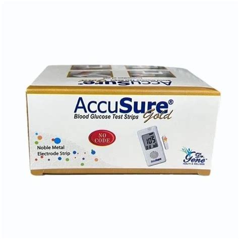 Plastic Accusure Gold Blood Glucose Test Strip 20 MIU ML 2x25 Strips