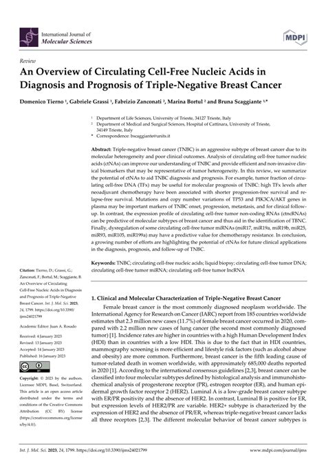 PDF An Overview Of Circulating Cell Free Nucleic Acids In Diagnosis