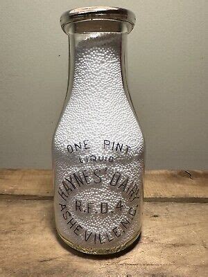 Haynes Dairy Embossed Pint Milk Bottle Asheville NC North Carolina EBay