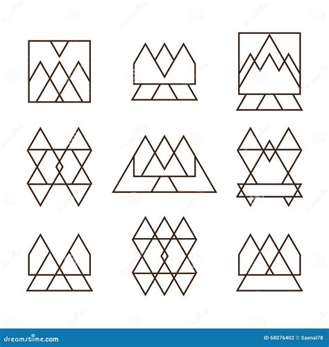 套几何形状三角正方形和线您的de的 向量例证 插画 包括有 折纸 行家 模式 设计 阿兹台克 68076402