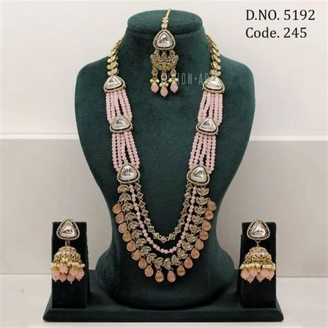 Brass Fusion Arts Mehendi Polish Reverse Ad Polki Wedding Necklace Set