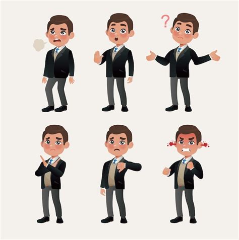 Conjunto De Empresarios Con Diferentes Poses Vector Premium