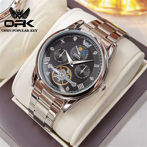 Opk Watch For Men Waterproof Original Quartz Stainless Steel Luminous