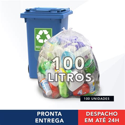 Saco Transparente L Para Lixo X Cm Micras Para Coleta