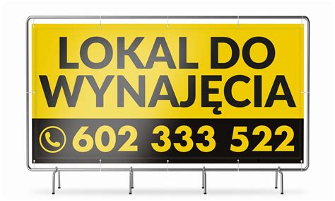 Baner LOKAL DO WYNAJĘCIA gotowy do powieszenia Drukarnia SODA Druk