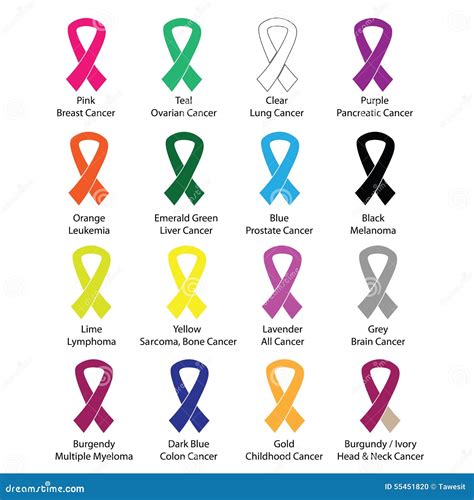 Cancer Color Ribbons Campaign Vector Stock Vector Illustration Of