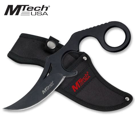 5mm Thick Black Full Tang Fixed Blade Knife With Finger Ring