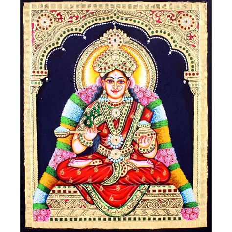 22ct Gold Handmade Goddess Annapoorneshwari Tanjore Painting