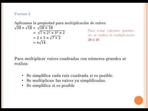 U Multiplicaci N De Ra Ces Cuadradas Utilizando Simplificaci N