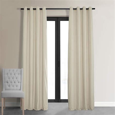 Exclusive Fabrics And Furnishings Signature Neutral Ground Beige Grommet Blackout Velvet Curtain