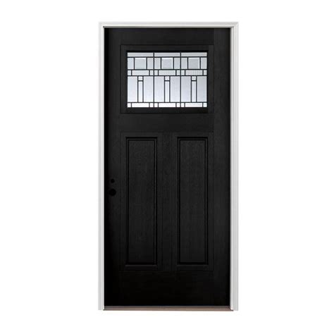 Pella Craftsman Right Hand Inswing Painted Fiberglass Entry Door With